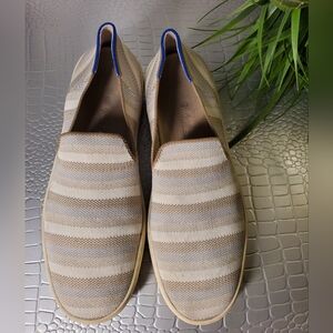 Rothy's Women's Striped Slip-On Sneakers Knit Low Top Casual Shoes Cream Sz 10.5